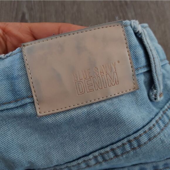 Blue Savvy Straight Leg Distressed Button Fly High Waist Jeans Size 5/27 - Picture 3 of 8